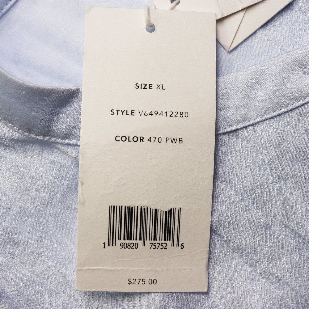 NWT Vince Sleeveless Crushed Satin Band Collar Blouse Powder Blue X Large XL - Picture 6 of 11